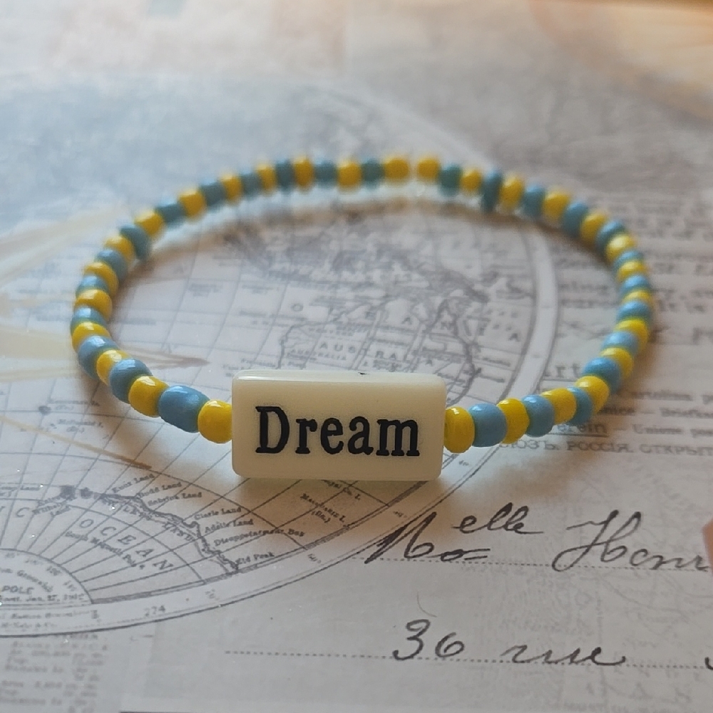 Dream Beaded Bracelet - Blue and Yellow